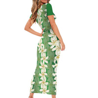 Ia Orana Tahiti Tiare Maori Seamless Style Short Sleeve Bodycon Dress LT14 - Polynesian Pride
