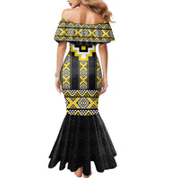 Yellow Taniko Aotearoa Family Matching Mermaid Dress and Hawaiian Shirt Niho Taniwha Mix Poutama LT14 - Polynesian Pride