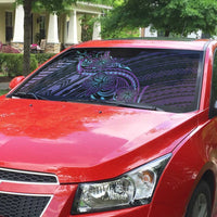 Teal Purple Polynesia Plumeria Tattoo Auto Sun Shade