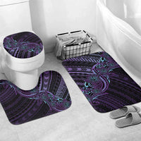 Teal Purple Polynesia Plumeria Tattoo Bathroom Set