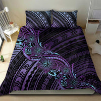 Teal Purple Polynesia Plumeria Tattoo Bedding Set
