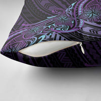 Teal Purple Polynesia Plumeria Tattoo Pillow Cover