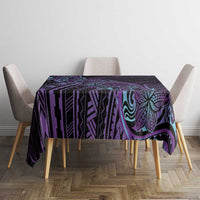 Teal Purple Polynesia Plumeria Tattoo Tablecloth