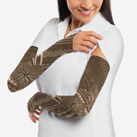 Brown Polynesia Plumeria Tattoo Arm Sleeves