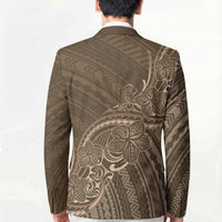 Brown Polynesia Plumeria Tattoo Blazer