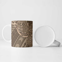 Brown Polynesia Plumeria Tattoo Ceramic Mug