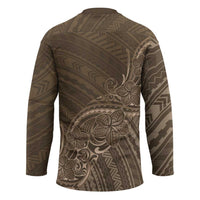 Brown Polynesia Plumeria Tattoo Hockey Jersey