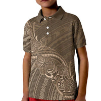 Brown Polynesia Plumeria Tattoo Kid Polo Shirt