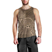 Brown Polynesia Plumeria Tattoo Men Tank Top