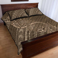 Brown Polynesia Plumeria Tattoo Quilt Bed Set
