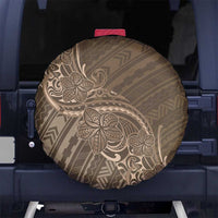 Brown Polynesia Plumeria Tattoo Spare Tire Cover