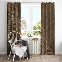 Brown Polynesia Plumeria Tattoo Window Curtain