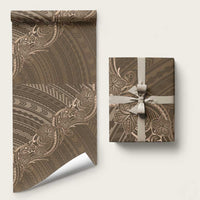 Brown Polynesia Plumeria Tattoo Wrapping Paper