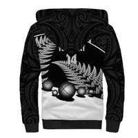Custom New Zealand Silver Fern Petanque Sherpa Hoodie Aotearoa Maori Pattern