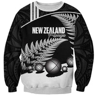 Custom New Zealand Silver Fern Petanque Sweatshirt Aotearoa Maori Pattern