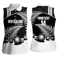 Custom New Zealand Silver Fern Petanque Women Sleeveless Polo Shirt Aotearoa Maori Pattern LT14 - Polynesian Pride