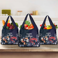 Demons And Blues Football Grocery Bag Melbourne And Calrton Mascots Aboriginal Art LT14 3-pack One Size Blue - Polynesian Pride