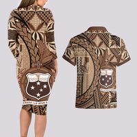 Samoa Siapo Couples Matching Long Sleeve Bodycon Dress and Hawaiian Shirt Happy Independence Day Vintage Vibes LT14 - Polynesian Pride