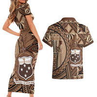 Samoa Siapo Couples Matching Short Sleeve Bodycon Dress and Hawaiian Shirt Happy Independence Day Vintage Vibes LT14 - Polynesian Pride