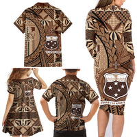 Samoa Siapo Family Matching Long Sleeve Bodycon Dress and Hawaiian Shirt Happy Independence Day Vintage Vibes LT14 - Polynesian Pride