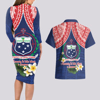 Samoan Independence Day Couples Matching Long Sleeve Bodycon Dress and Hawaiian Shirt Manuia Le Tutoatasi O Samoa LT14 - Polynesian Pride