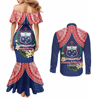 Samoan Independence Day Couples Matching Mermaid Dress and Long Sleeve Button Shirt Manuia Le Tutoatasi O Samoa LT14 - Polynesian Pride