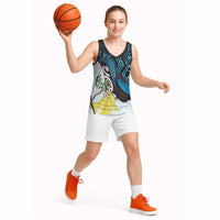 New Zealand Silver Fern Tui Bird Basketball Jersey Maori Kowhai Paua Shell Taniko Motifs LT14 - Polynesian Pride