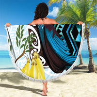 New Zealand Silver Fern Tui Bird Beach Blanket Maori Kowhai Paua Shell Taniko Motifs LT14 - Polynesian Pride