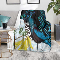 New Zealand Silver Fern Tui Bird Blanket Maori Kowhai Paua Shell Taniko Motifs LT14 - Polynesian Pride