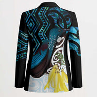 New Zealand Silver Fern Tui Bird Blazer Maori Kowhai Paua Shell Taniko Motifs LT14 - Polynesian Pride