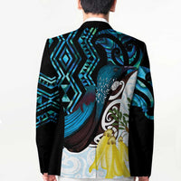 New Zealand Silver Fern Tui Bird Blazer Maori Kowhai Paua Shell Taniko Motifs LT14 - Polynesian Pride