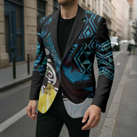 New Zealand Silver Fern Tui Bird Blazer Maori Kowhai Paua Shell Taniko Motifs LT14 - Polynesian Pride