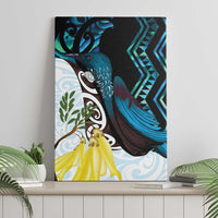 New Zealand Silver Fern Tui Bird Canvas Wall Art Maori Kowhai Paua Shell Taniko Motifs LT14 - Polynesian Pride