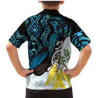 New Zealand Silver Fern Tui Bird Family Matching Mermaid Dress and Hawaiian Shirt Maori Kowhai Paua Shell Taniko Motifs LT14 - Polynesian Pride