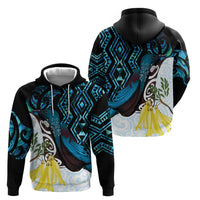 New Zealand Silver Fern Tui Bird Hoodie Maori Kowhai Paua Shell Taniko Motifs LT14 - Polynesian Pride