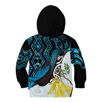 New Zealand Silver Fern Tui Bird Kid Hoodie Maori Kowhai Paua Shell Taniko Motifs LT14 - Polynesian Pride