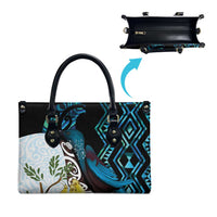 New Zealand Silver Fern Tui Bird Leather Bag Maori Kowhai Paua Shell Taniko Motifs LT14 - Polynesian Pride