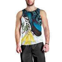 New Zealand Silver Fern Tui Bird Men Tank Top Maori Kowhai Paua Shell Taniko Motifs LT14 - Polynesian Pride