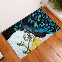 New Zealand Silver Fern Tui Bird Rubber Doormat Maori Kowhai Paua Shell Taniko Motifs LT14 - Polynesian Pride