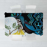 New Zealand Silver Fern Tui Bird Tablecloth Maori Kowhai Paua Shell Taniko Motifs LT14 Turquoise - Polynesian Pride