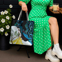 New Zealand Silver Fern Tui Bird Tote Bag Maori Kowhai Paua Shell Taniko Motifs LT14 - Polynesian Pride