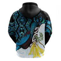 New Zealand Silver Fern Tui Bird Zip Hoodie Maori Kowhai Paua Shell Taniko Motifs LT14 - Polynesian Pride