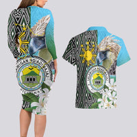 Cotabato Philippines Province Couples Matching Long Sleeve Bodycon Dress and Hawaiian Shirt Filipino Eagle Sampaguita Tinalak Pattern LT14 - Polynesian Pride
