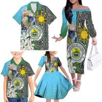 Cotabato Philippines Province Family Matching Off The Shoulder Long Sleeve Dress and Hawaiian Shirt Filipino Eagle Sampaguita Tinalak Pattern LT14 - Polynesian Pride