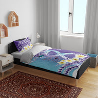 No Story Should End Too Soon Suicide Awareness Bedding Set Purple And Teal Polynesian Ribbon