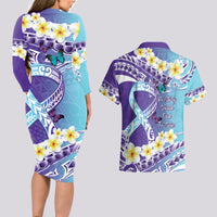 No Story Should End Too Soon Suicide Awareness Couples Matching Long Sleeve Bodycon Dress and Hawaiian Shirt Purple And Teal Polynesian Ribbon LT14 - Polynesian Pride