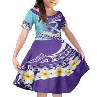 No Story Should End Too Soon Suicide Awareness Family Matching Puletasi and Hawaiian Shirt Purple And Teal Polynesian Ribbon LT14 Daughter's Dress Purple - Polynesian Pride