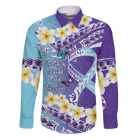 No Story Should End Too Soon Suicide Awareness Family Matching Short Sleeve Bodycon Dress and Hawaiian Shirt Purple And Teal Polynesian Ribbon LT14 Dad's Shirt - Long Sleeve Purple - Polynesian Pride