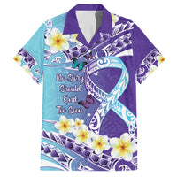 No Story Should End Too Soon Suicide Awareness Family Matching Tank Maxi Dress and Hawaiian Shirt Purple And Teal Polynesian Ribbon LT14 Dad's Shirt - Short Sleeve Purple - Polynesian Pride