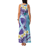 No Story Should End Too Soon Suicide Awareness Family Matching Tank Maxi Dress and Hawaiian Shirt Purple And Teal Polynesian Ribbon LT14 - Polynesian Pride